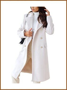 Women's Winter Double Breasted Long Wool Pea Coat Overcoat